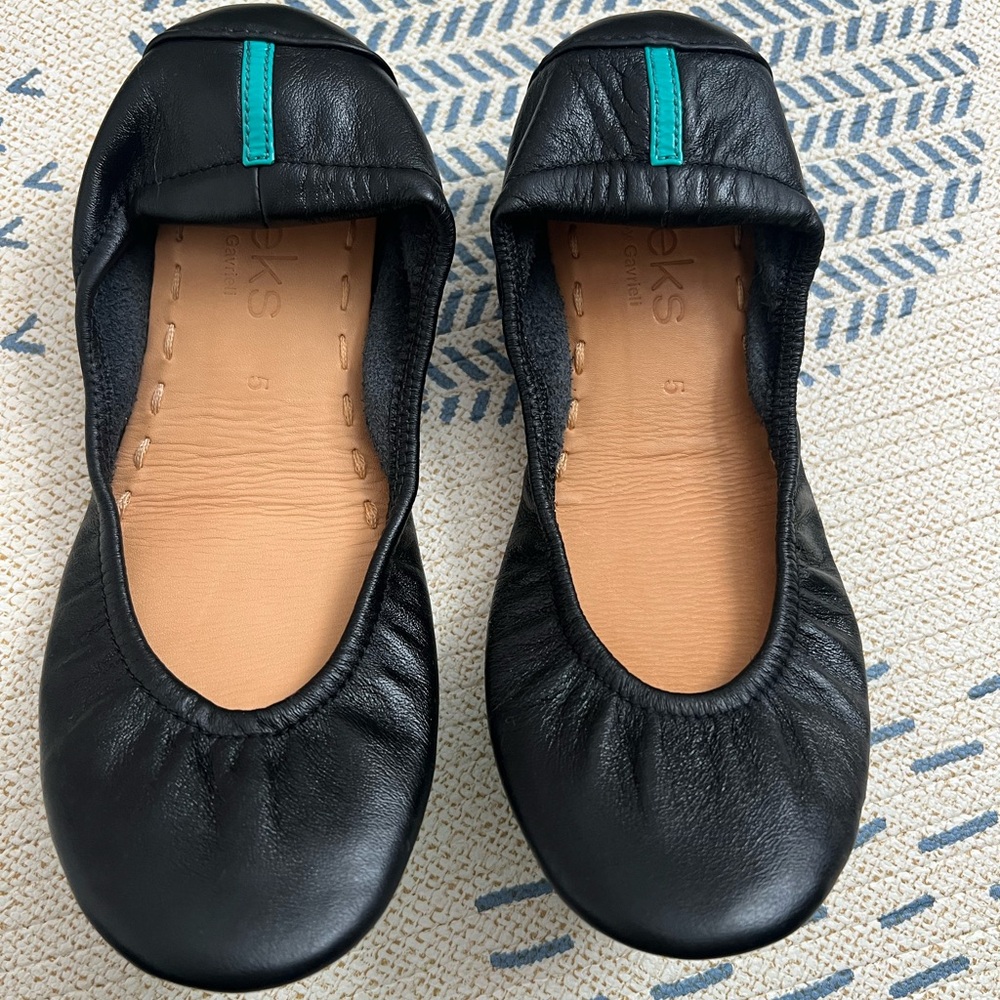 Tieks Matte Black Italian Leather Ballet Flats size 5